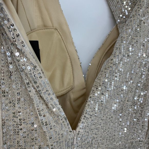 IEENA Mac Duggal Dress 26395 Long Sleeve Sequin Wrap V Neck Gown - Picture 13 of 16